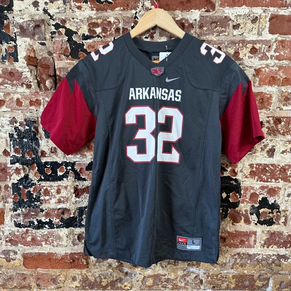 Nike Arkansas Razorbacks Jersey Youth Large Red Gray #32 HOGS WPS